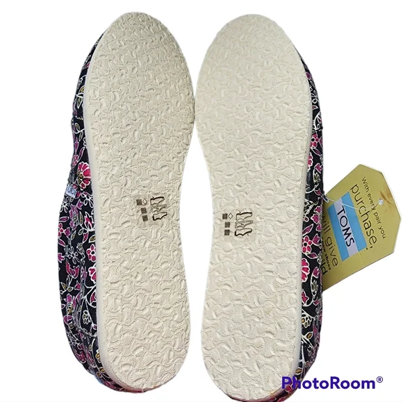Toms canvas slip-on shoes floral soft comfortable size 8 nwt - Picture 13 of 14